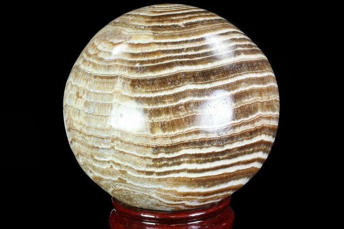 Polished, Banded Aragonite Sphere - Morocco #82244